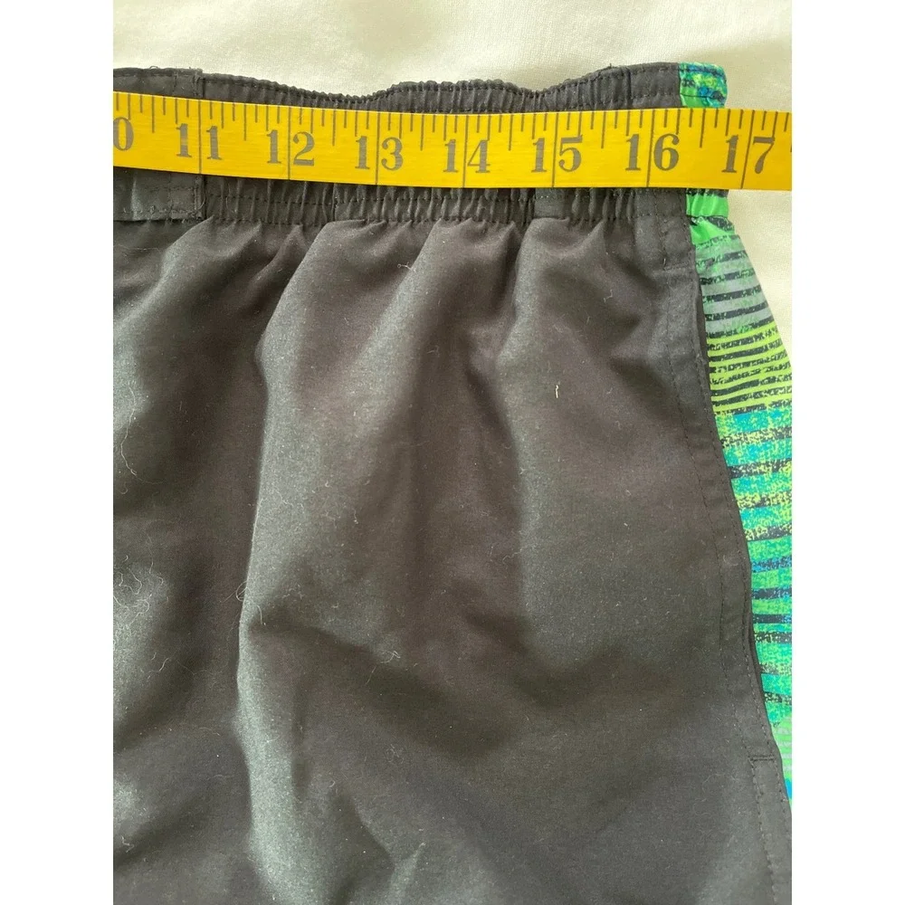 Nike Mens XL Swim‎ Trunks Black Blue Green Striped Drawstring Elastic Waist pool